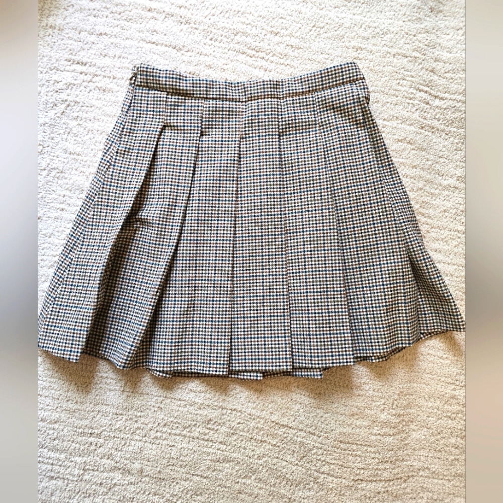 Zara Girls Plaid Black & Brown Miniskirt Size 13-14